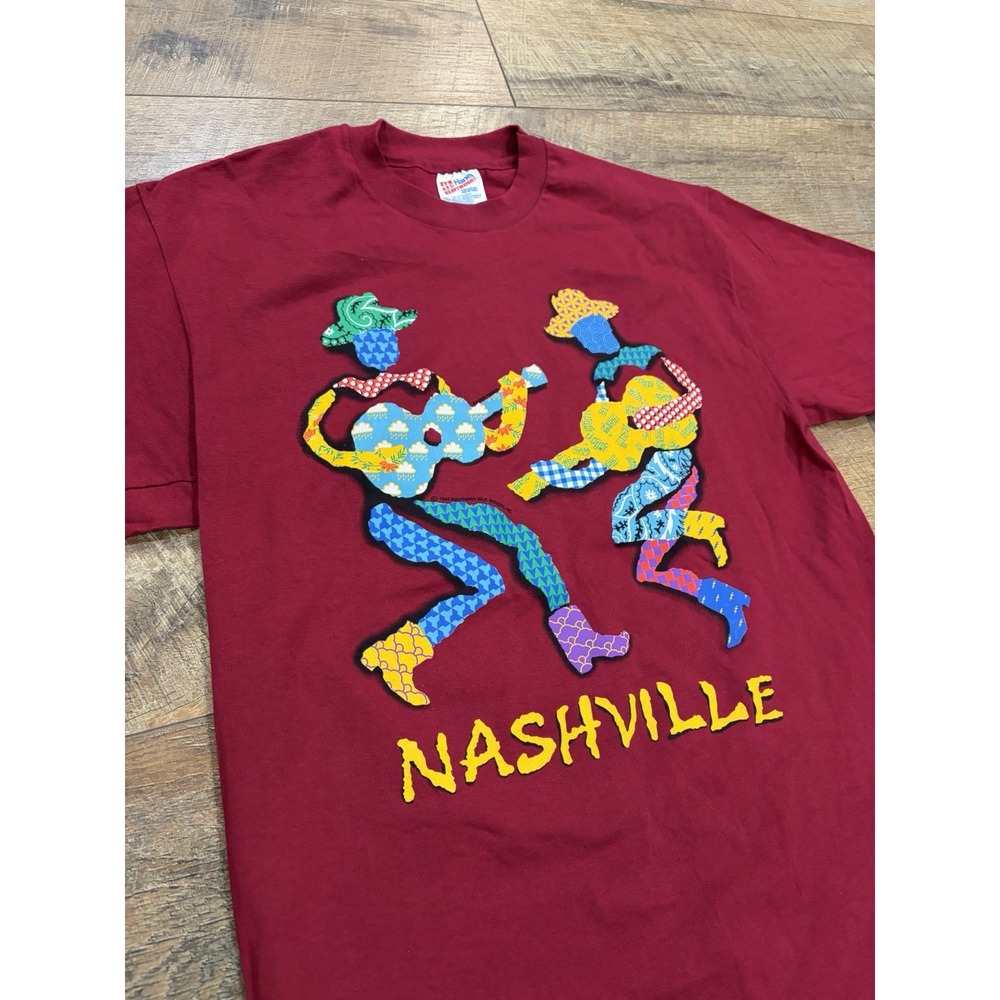 Vintage 1994 Nashville, Tennessee Single Stitch Tee Red Large Made In USA 90s - Picture 4 of 7